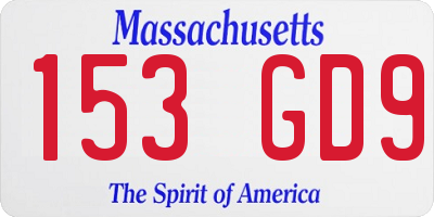 MA license plate 153GD9