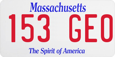 MA license plate 153GE0