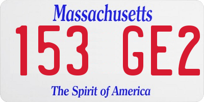 MA license plate 153GE2
