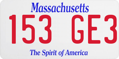 MA license plate 153GE3