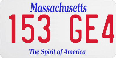 MA license plate 153GE4