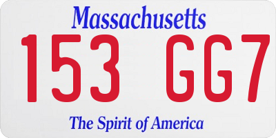 MA license plate 153GG7