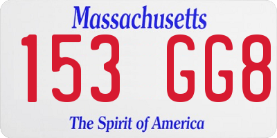 MA license plate 153GG8