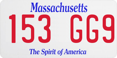 MA license plate 153GG9