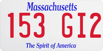MA license plate 153GI2
