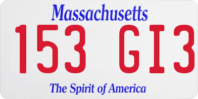 MA license plate 153GI3