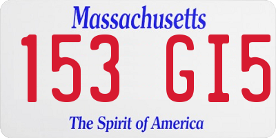 MA license plate 153GI5