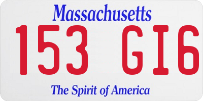 MA license plate 153GI6