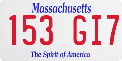 MA license plate 153GI7