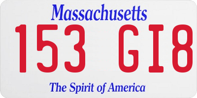 MA license plate 153GI8