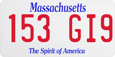 MA license plate 153GI9