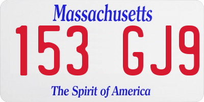 MA license plate 153GJ9
