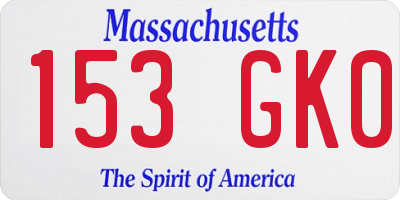 MA license plate 153GK0