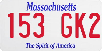 MA license plate 153GK2