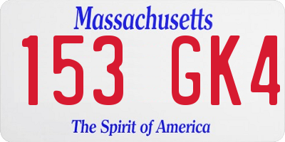 MA license plate 153GK4