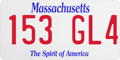MA license plate 153GL4