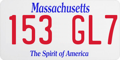 MA license plate 153GL7