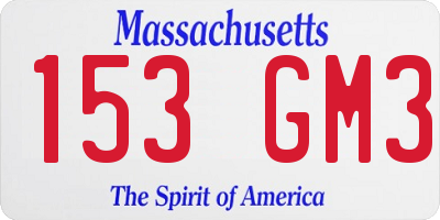 MA license plate 153GM3
