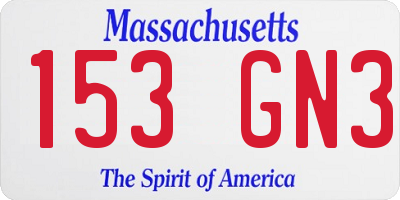 MA license plate 153GN3