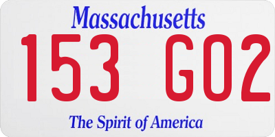 MA license plate 153GO2