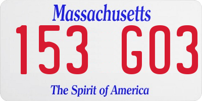 MA license plate 153GO3