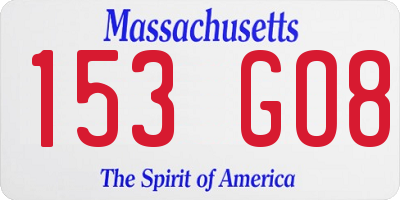 MA license plate 153GO8