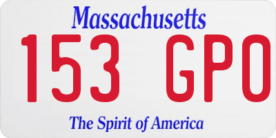 MA license plate 153GP0