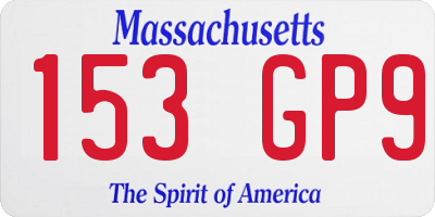 MA license plate 153GP9