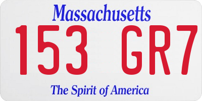 MA license plate 153GR7
