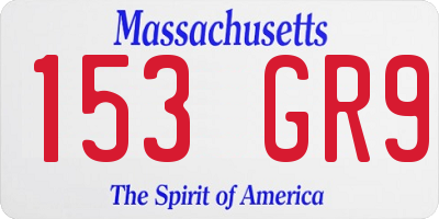 MA license plate 153GR9