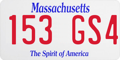 MA license plate 153GS4