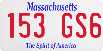 MA license plate 153GS6