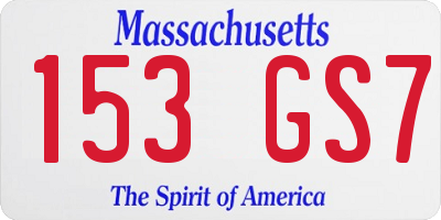 MA license plate 153GS7