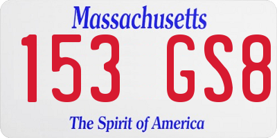 MA license plate 153GS8