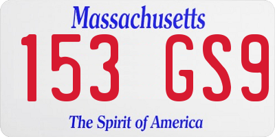 MA license plate 153GS9