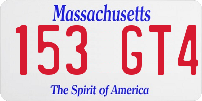 MA license plate 153GT4