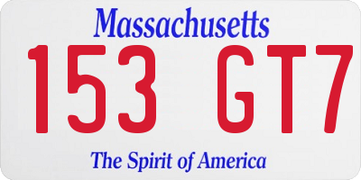 MA license plate 153GT7