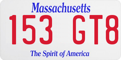 MA license plate 153GT8