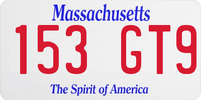 MA license plate 153GT9