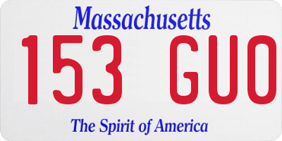 MA license plate 153GU0