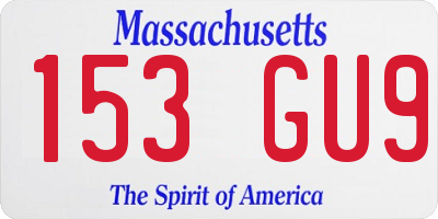 MA license plate 153GU9