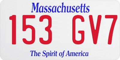 MA license plate 153GV7