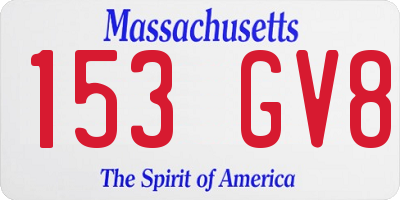 MA license plate 153GV8