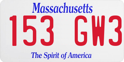 MA license plate 153GW3