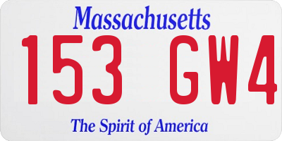 MA license plate 153GW4