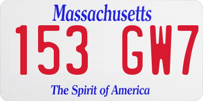 MA license plate 153GW7