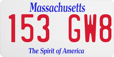 MA license plate 153GW8