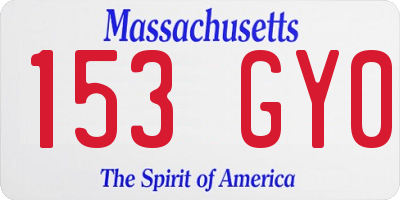 MA license plate 153GY0