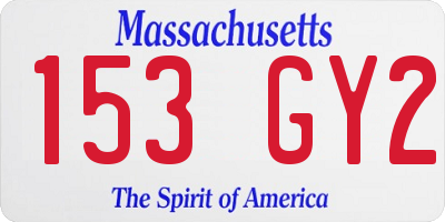 MA license plate 153GY2