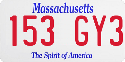 MA license plate 153GY3